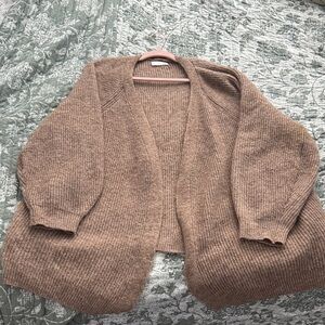 LC Lauren Conrad Brown Open-Front Cardigan